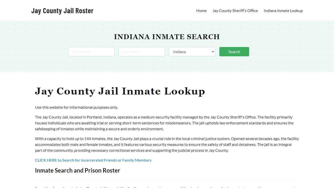 Jay County Jail Roster Lookup, IN, Inmate Search